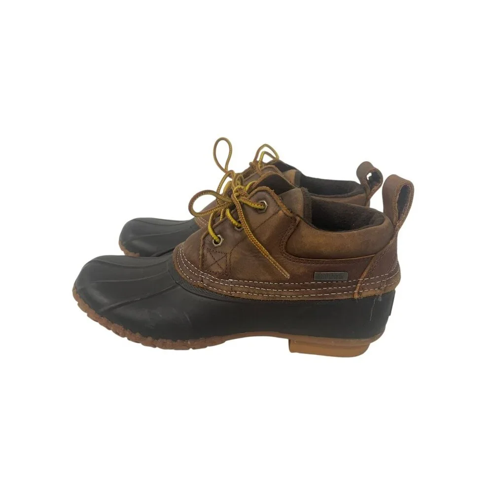 G.H. Bass & Co. Men's 7M Brown‎ Leather Black Rubber Duck Boots Lace Up
